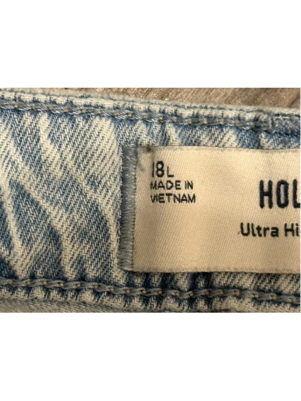 Hollister Women’s Ultra High-Rise Baggy Jeans Sz 18L Light Wash Wide Leg Cropped - Picture 4 of 9